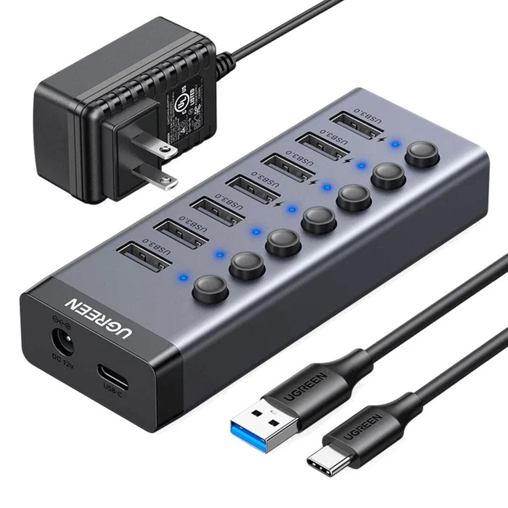 HUB USB 3.0 7 Puertos con Switch Independiente Adaptador de Corriente S1797