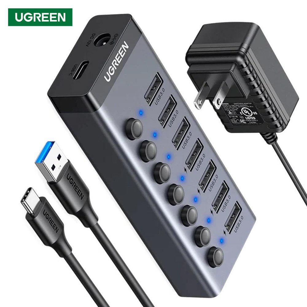 HUB USB 3.0 7 Puertos con Switch Independiente Adaptador de Corriente S1797