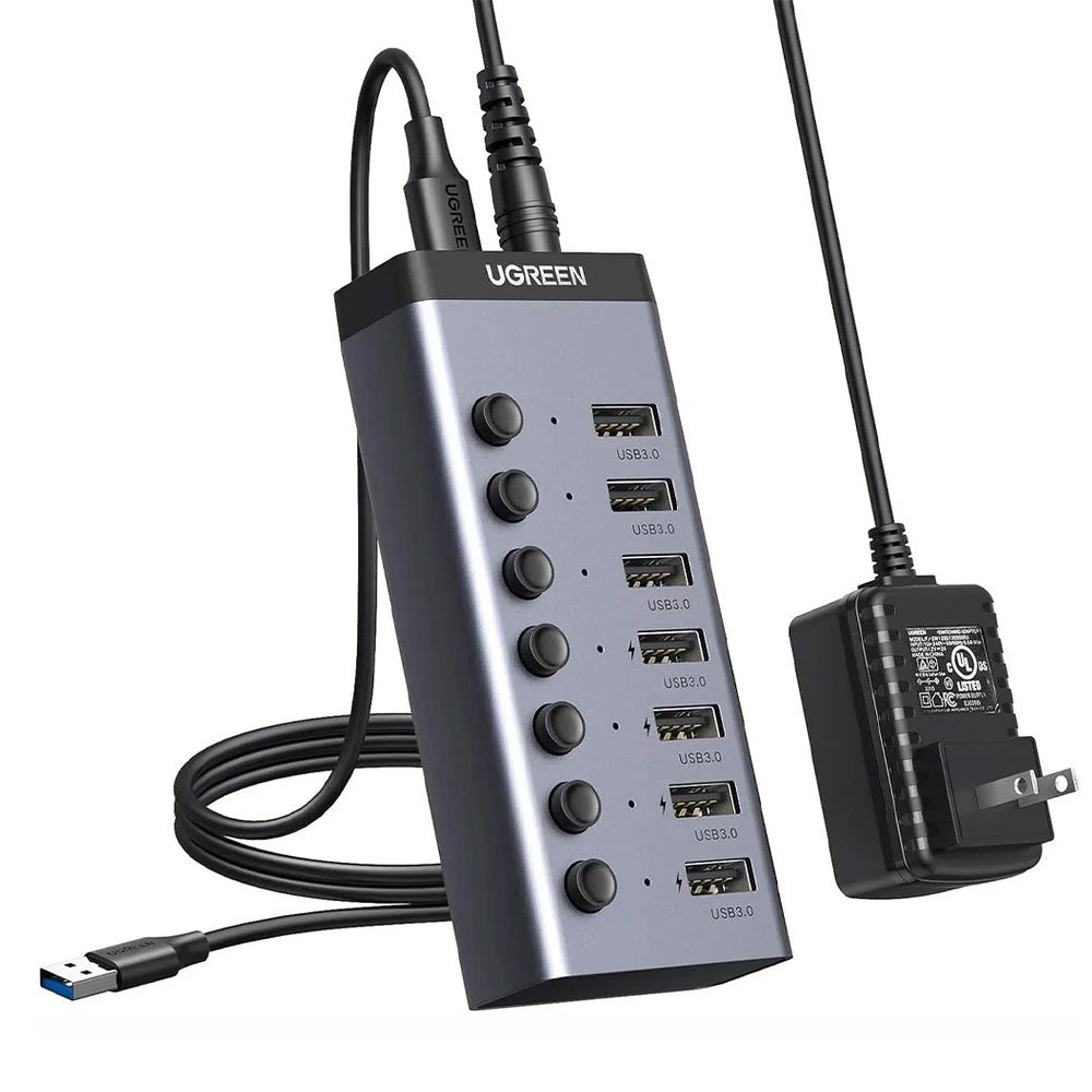 HUB USB 3.0 7 Puertos con Switch Independiente Adaptador de Corriente S1797