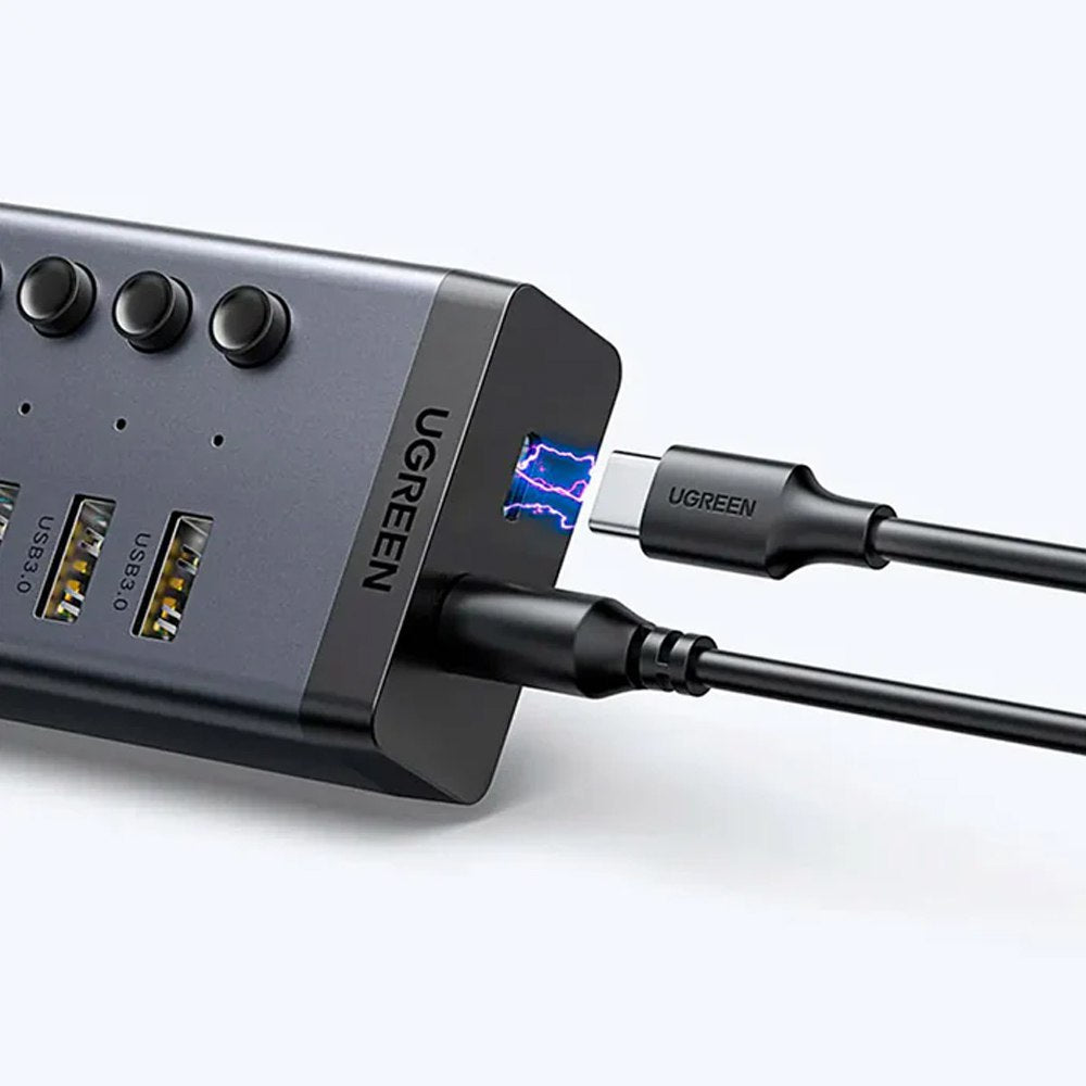 HUB USB 3.0 7 Puertos con Switch Independiente Adaptador de Corriente S1797