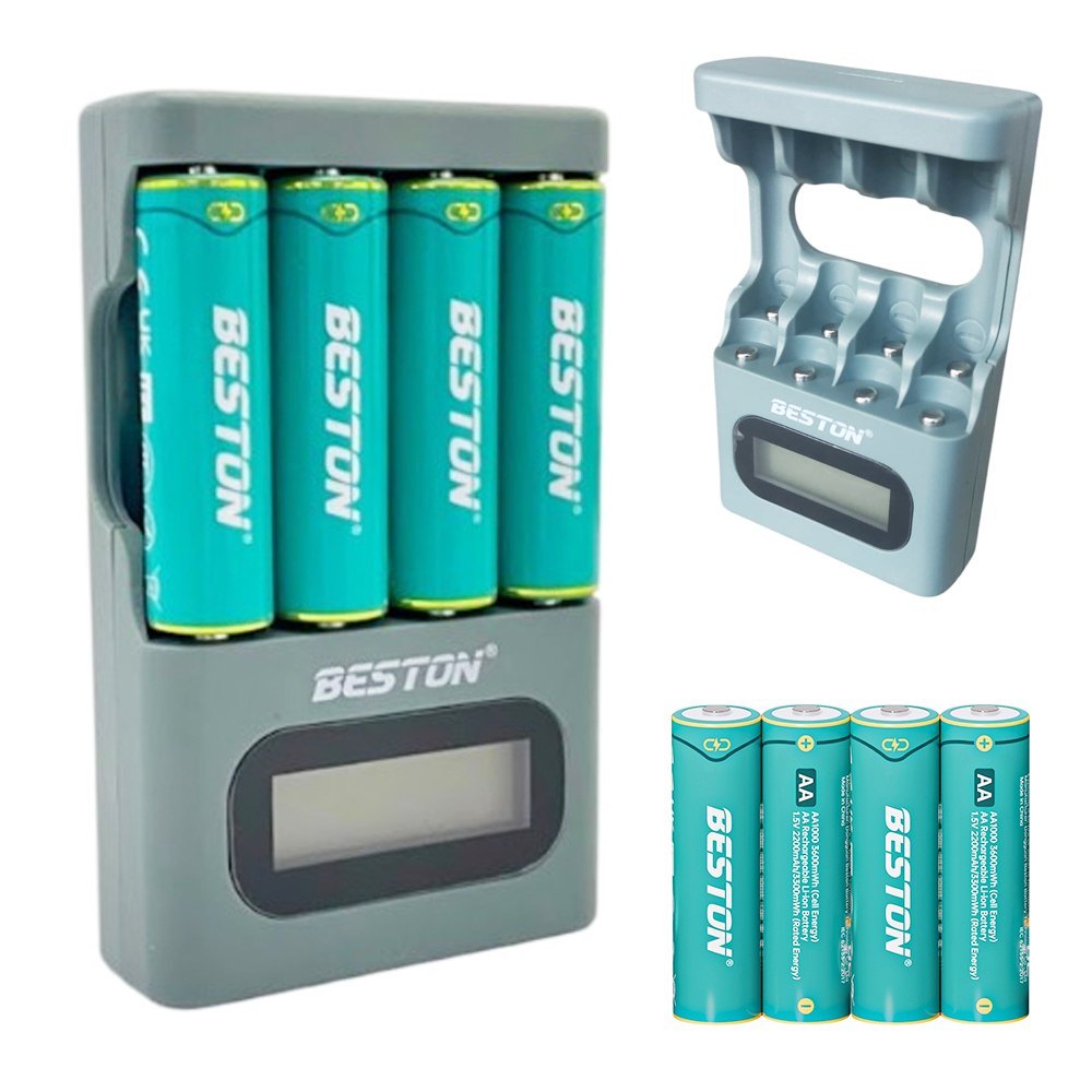 Cargador Pilas Baterías Recargables 4 Puestos AA AAA + 4 Baterias AA S1807