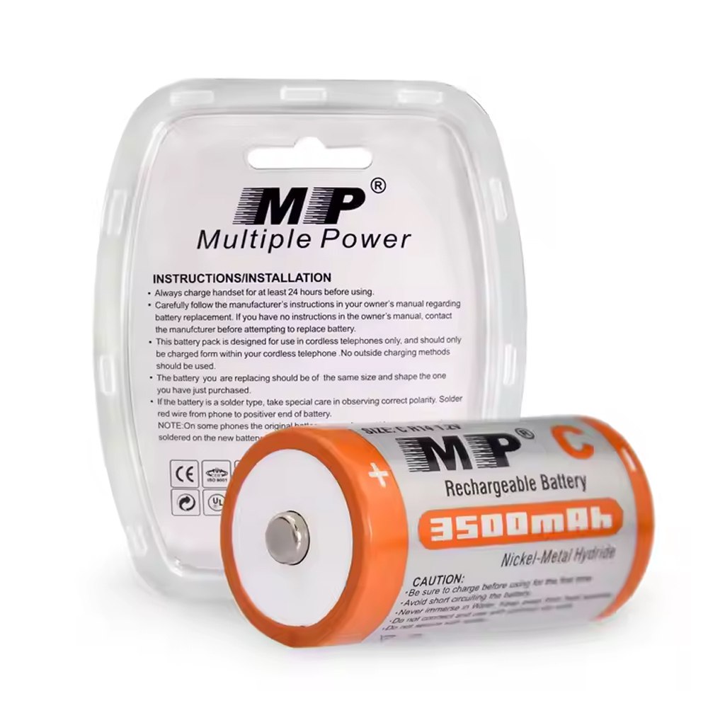 2 Baterias de Litio Recargable Tipo C Pilas 1.2V 3500mAh MP Mediana S1808