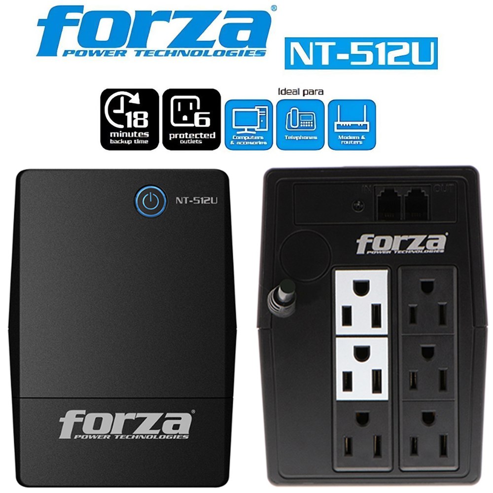 Respaldo de Emergencia UPS FORZA NT-512U 500VA 250W 6 TOMAS 220V S1809