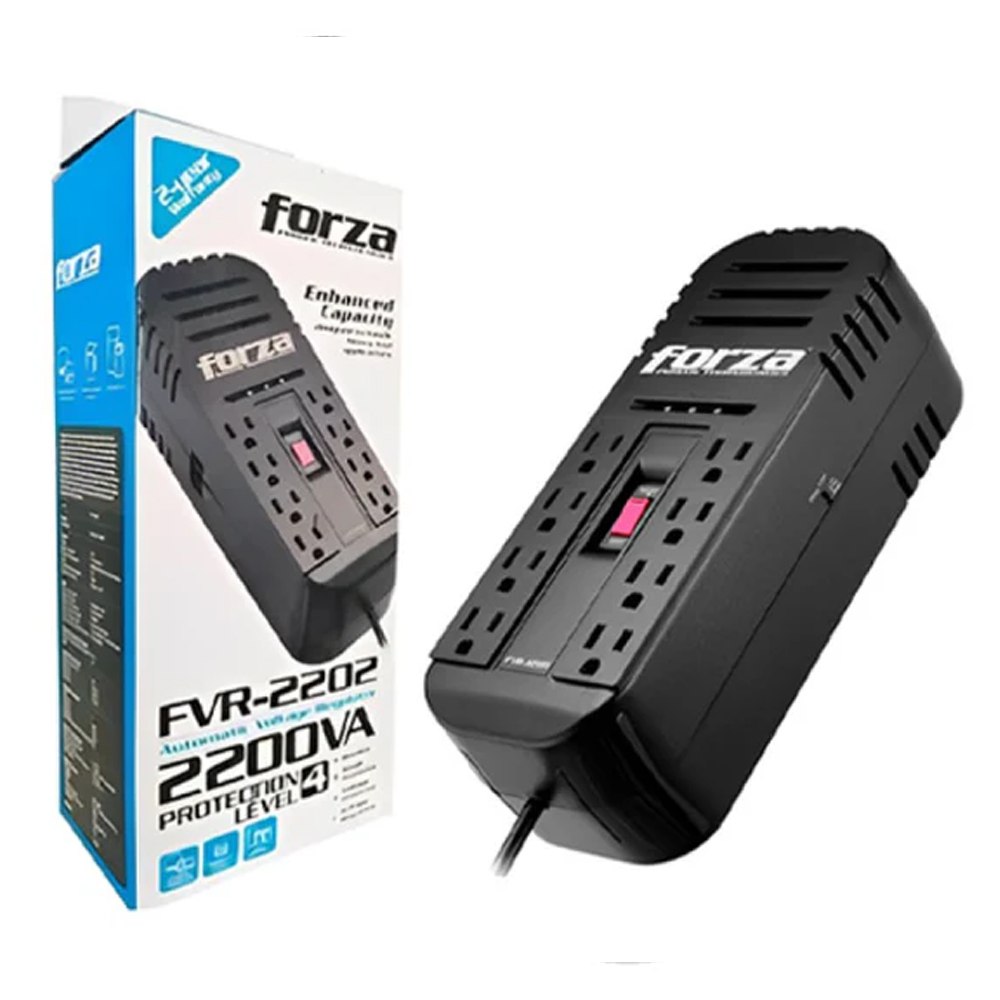 Estabilizador FORZA FVR-2202 2200VA 1100W 8 TOMAS 220V Regulador S1813