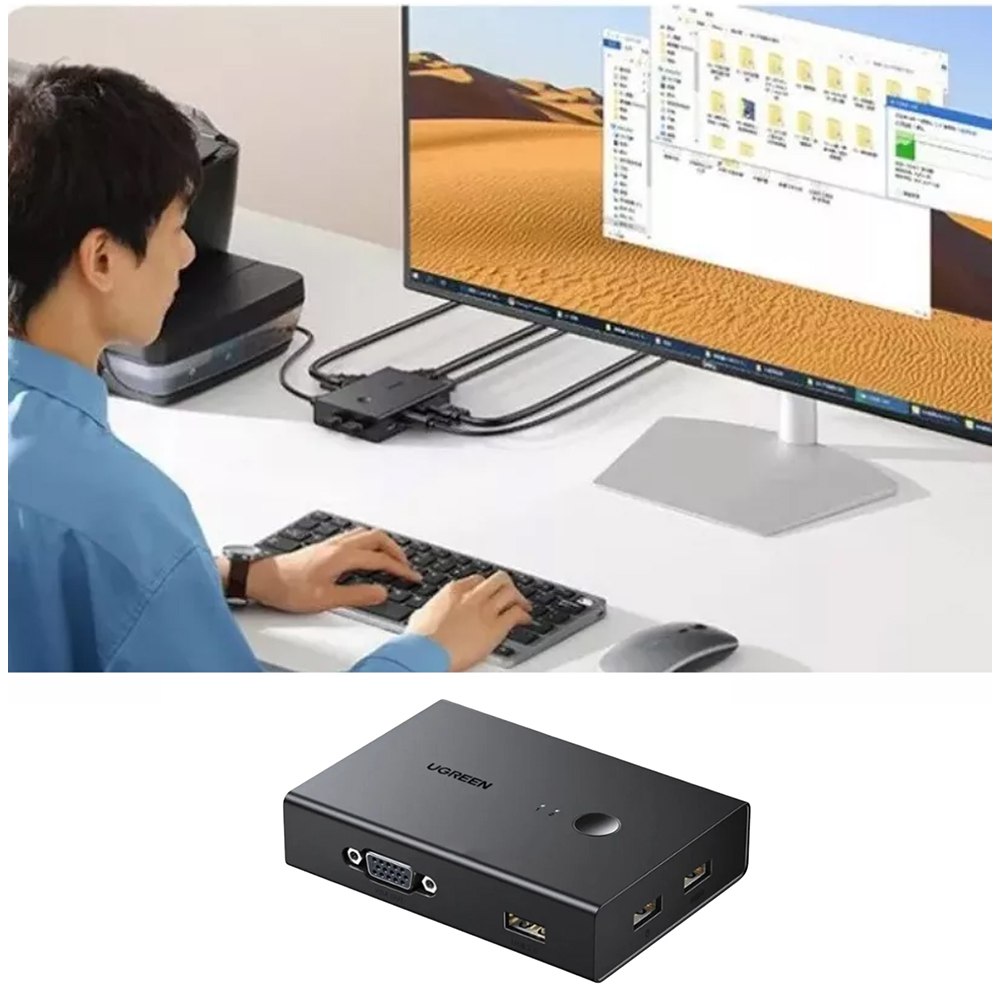 USB 2.0 KVM Switch VGA 2 Puertos UGREEN KVM VGA Controla 2 pcs S1817