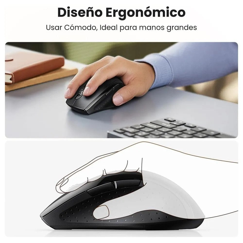 Mouse Inalambrico Ergonomico UGREEN 1600 DPI USB 2.4GHz 10 Mts S1818