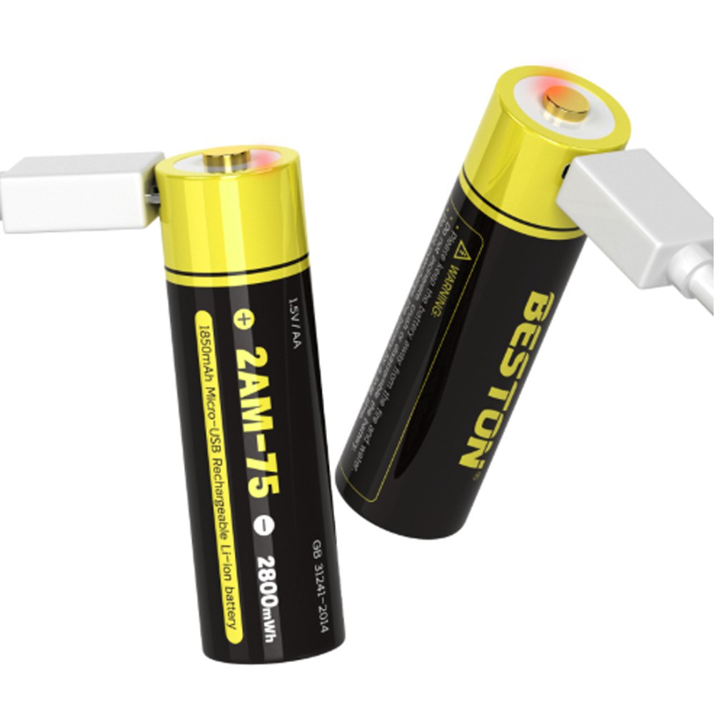2 Baterias de Litio Recargable AA Pila 1.5V 2800MWh BESTON Micro USB S1824