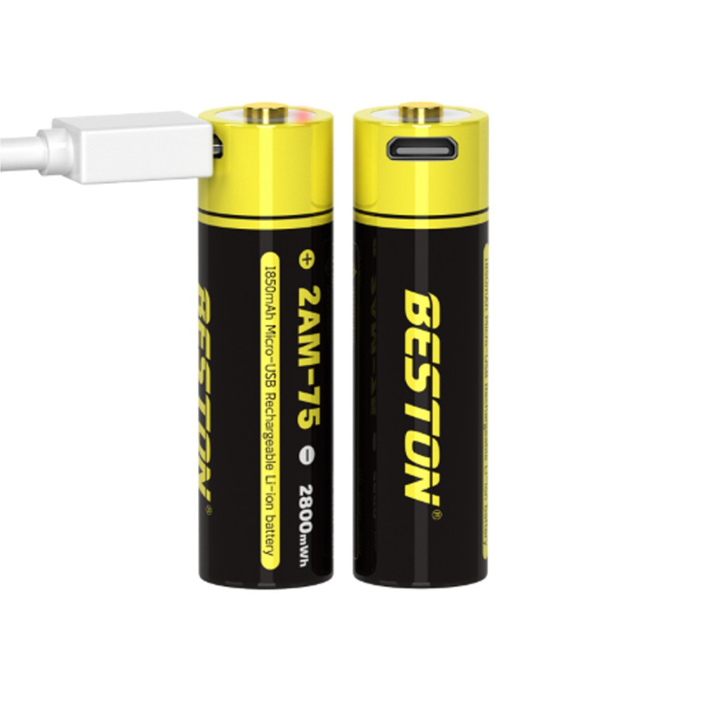 2 Baterias de Litio Recargable AA Pila 1.5V 2800MWh BESTON Micro USB S1824