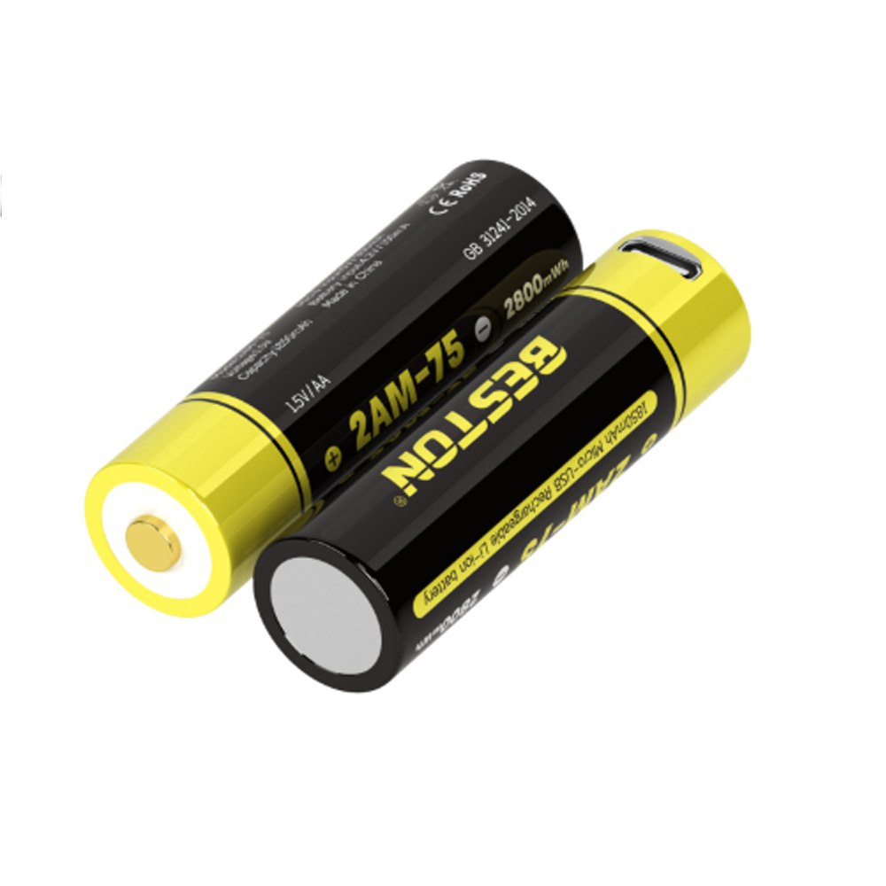 2 Baterias de Litio Recargable AA Pila 1.5V 2800MWh BESTON Micro USB S1824