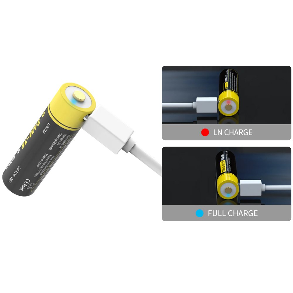 2 Baterias de Litio Recargable AA Pila 1.5V 2800MWh BESTON Micro USB S1824