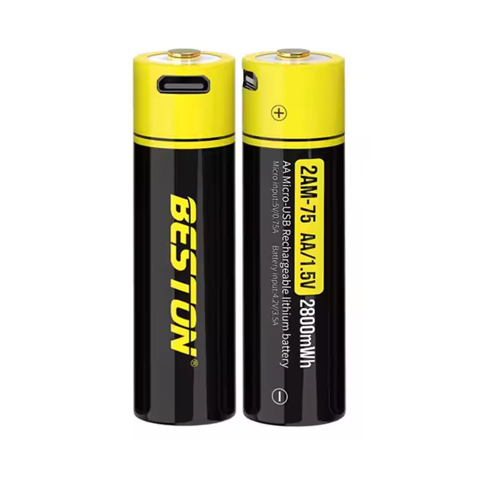 2 Baterias de Litio Recargable AA Pila 1.5V 2800MWh BESTON Micro USB S1824