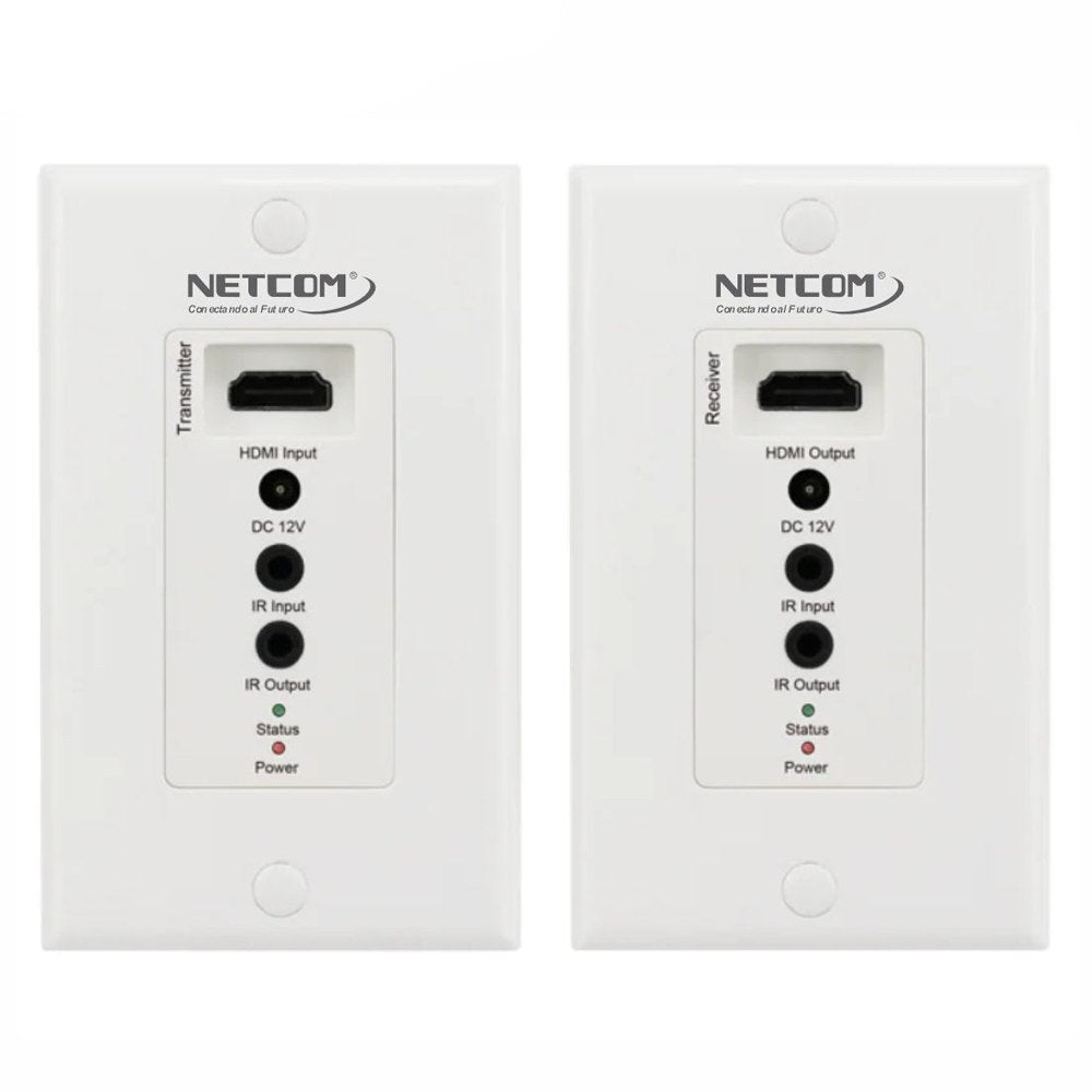 Extender HDMI 70 Metros NETCOM Face plate Placa de Pared UTP Cat 6 7 8 S1828