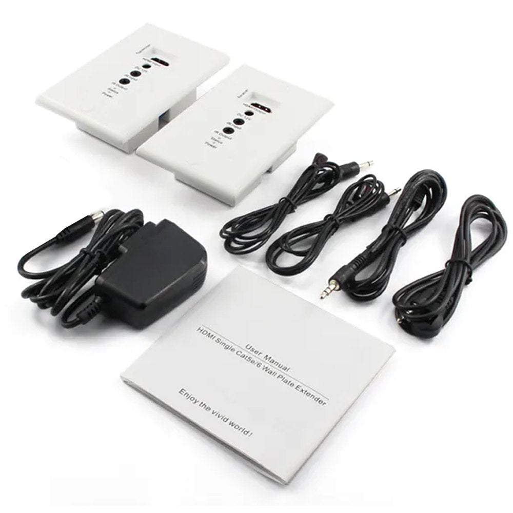 Extender HDMI 70 Metros NETCOM Face plate Placa de Pared UTP Cat 6 7 8 S1828