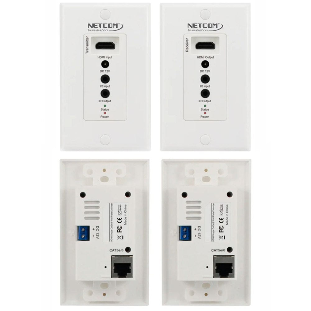 Extender HDMI 70 Metros NETCOM Face plate Placa de Pared UTP Cat 6 7 8 S1828