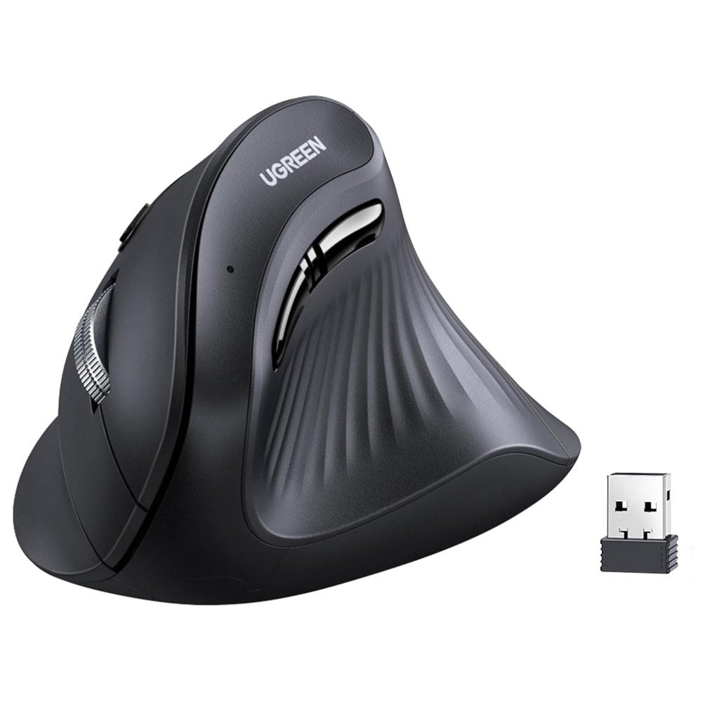Mouse Vertical Inalambrico Ergonomico UGREEN 4000DPI USB 2.4GHz 10 Mts Negro S1829