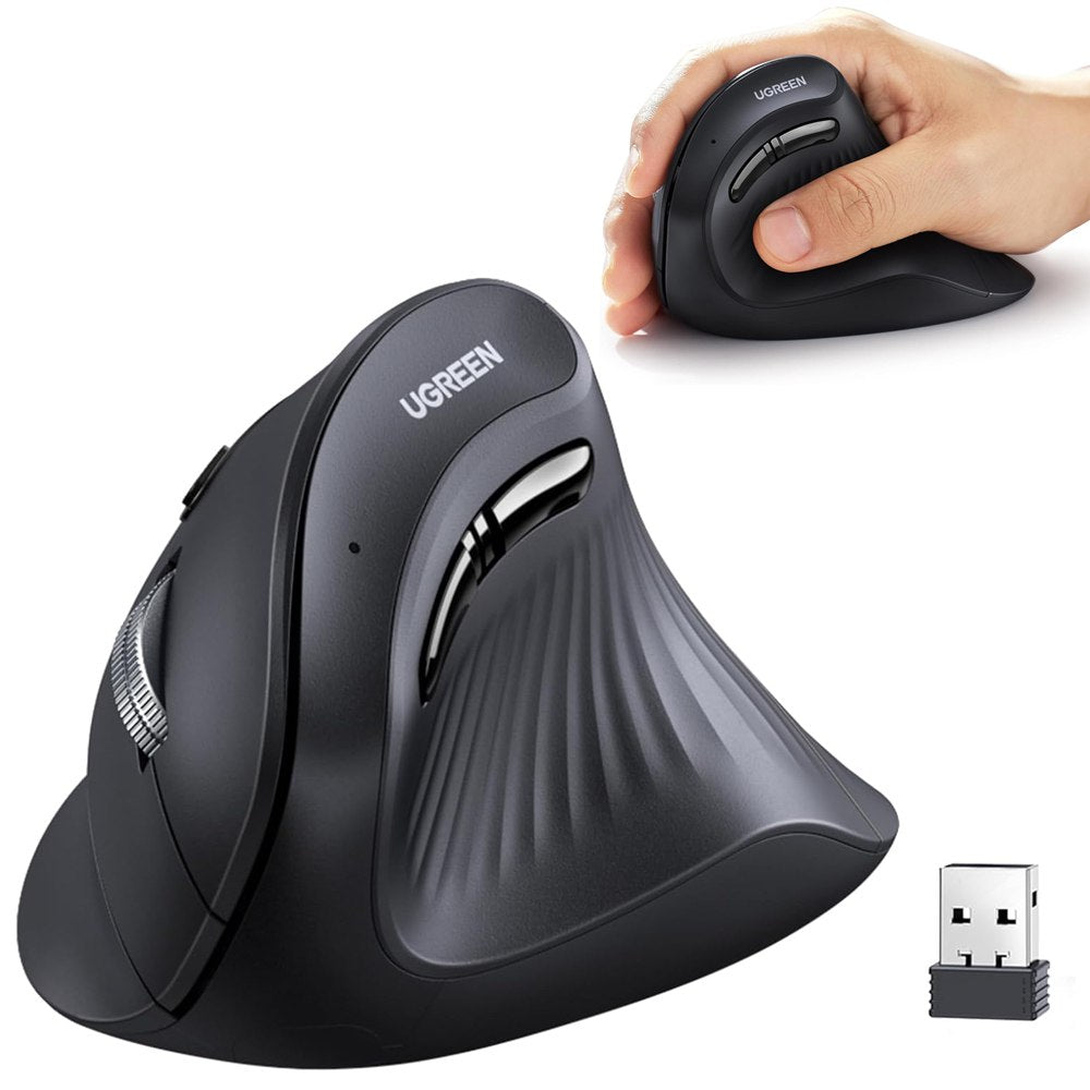 Mouse Vertical Inalambrico Ergonomico UGREEN 4000DPI USB 2.4GHz 10 Mts Negro S1829