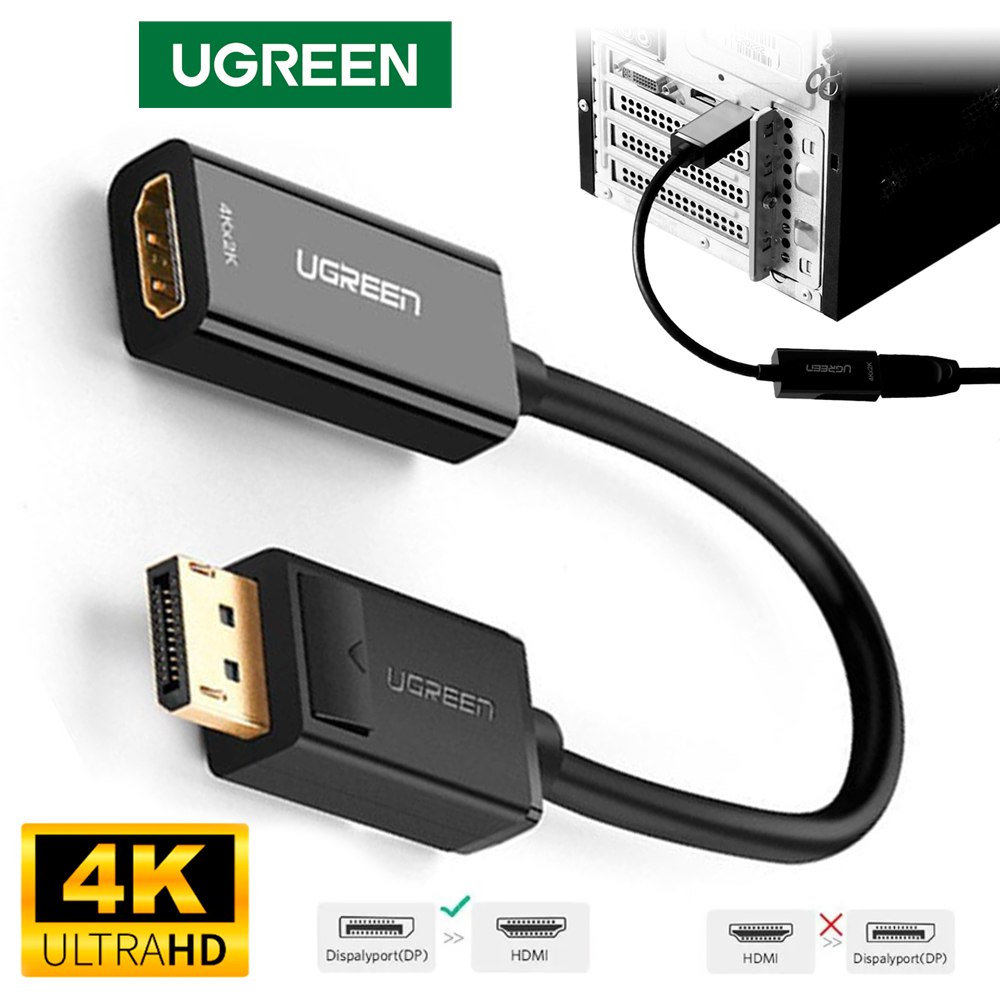 Adaptador Convertidor DisplayPort a HDMI UGREEN 4K ultra HD DP a HDMI S1831