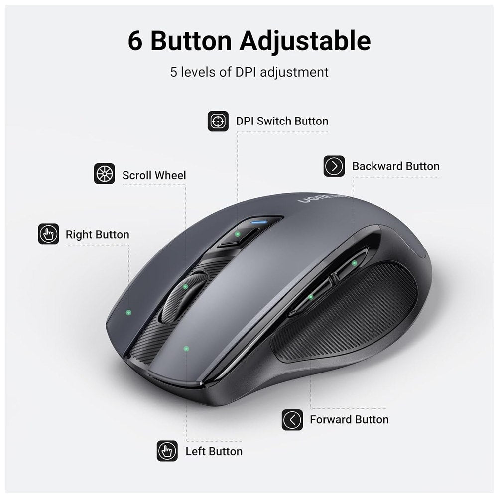Kit Teclado y Mouse Inalambrico UGREEN Ergonomico Hasta 5 DPI 2.4Hz S1833