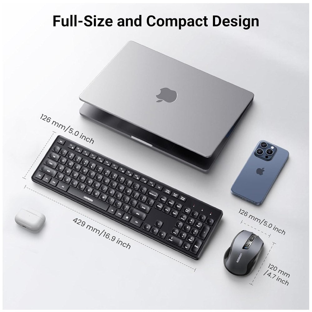 Kit Teclado y Mouse Inalambrico UGREEN Ergonomico Hasta 5 DPI 2.4Hz S1833