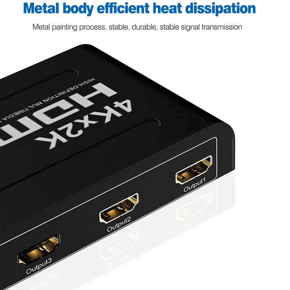 Splitter HDMI 1x4 Metalico Full Hd 4K 30hz 3D 1080P 60Hz 4 Pantallas S1836