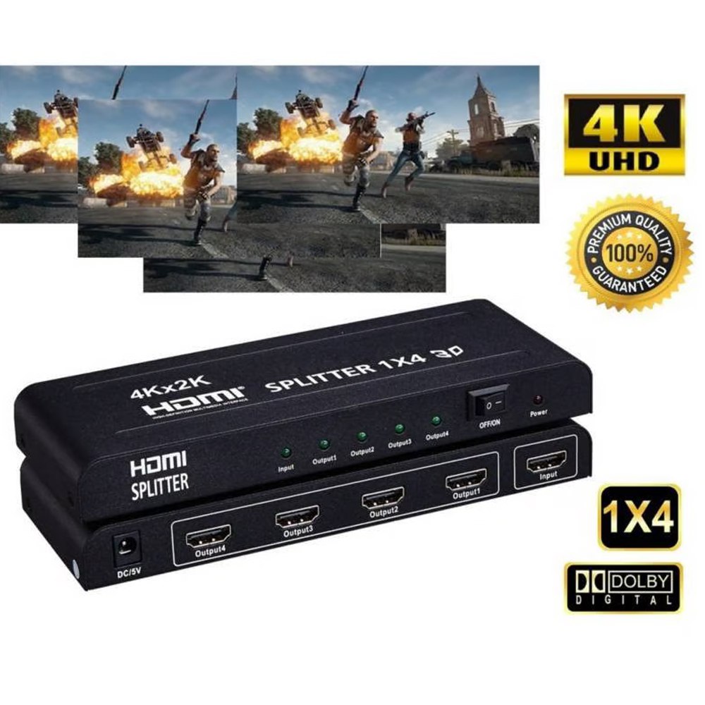Splitter HDMI 1x4 Metalico Full Hd 4K 30hz 3D 1080P 60Hz 4 Pantallas S1836