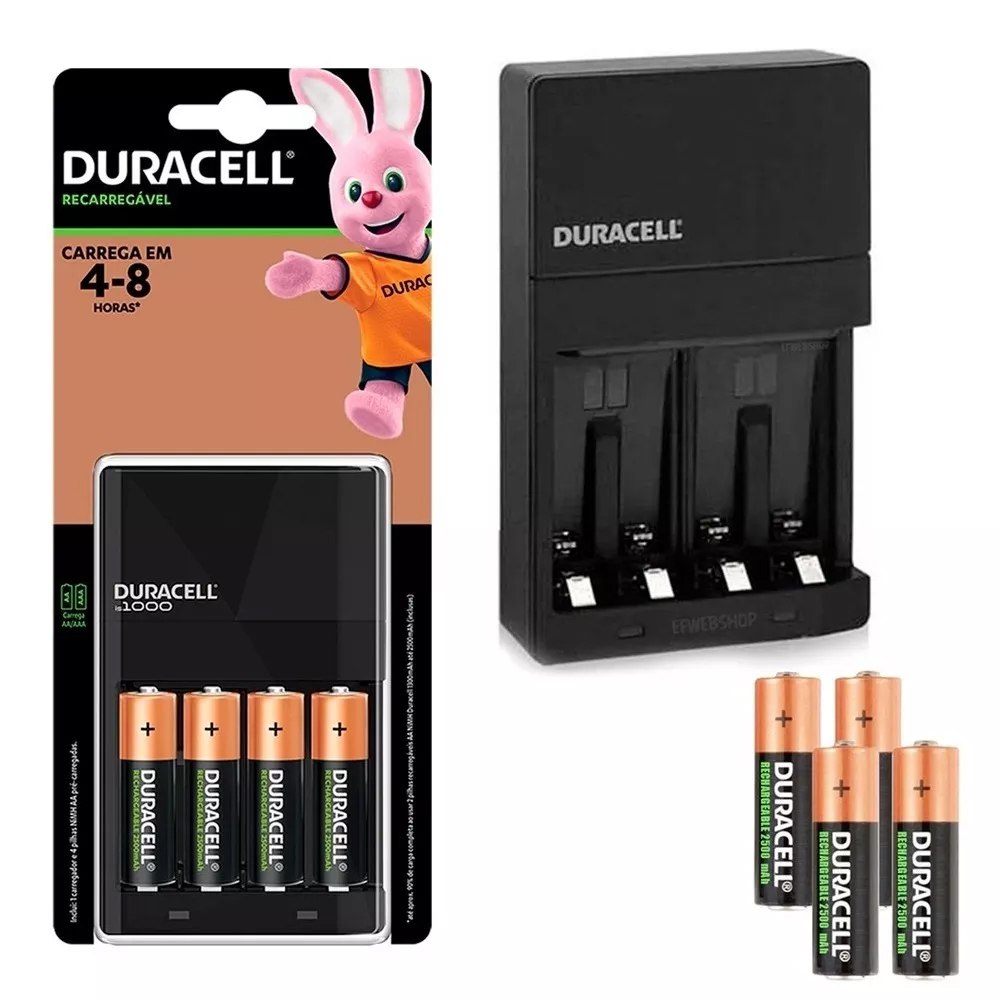 Kit Cargador de Pilas AA Recargables DURACELL + 4 Baterías AA 2500mAh S1842