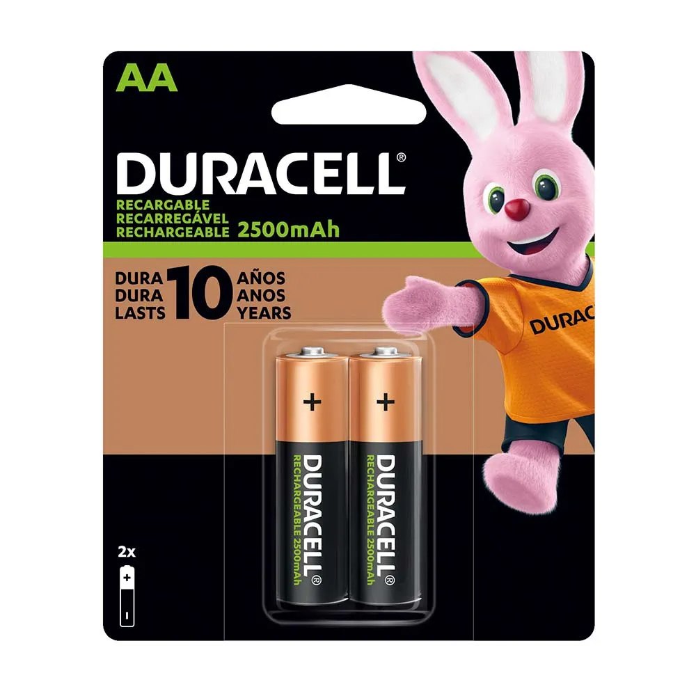 Pilas AA Recargables DURACELL 2500mAh Blister x 2 Unidades Baterias S1844