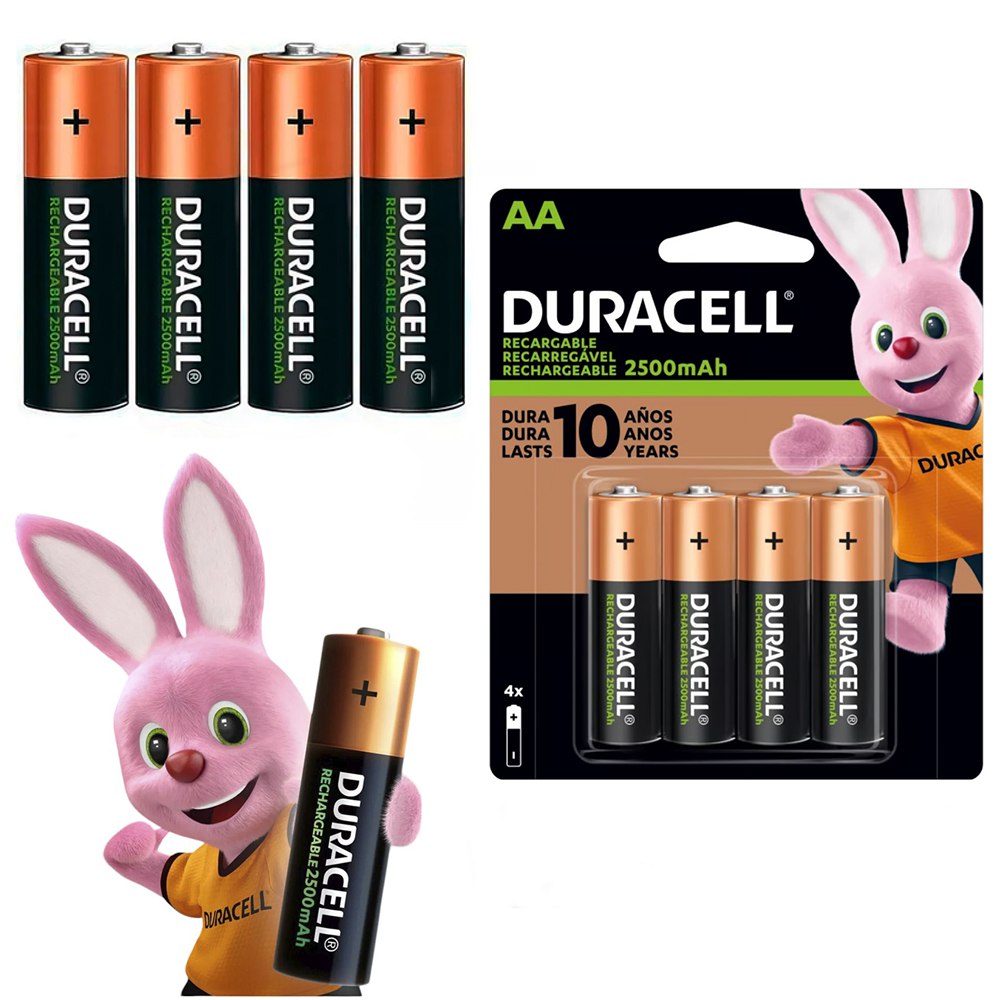 Pilas AA Recargables DURACELL 2500mAh Blister x 4 Unidades Baterias S1845