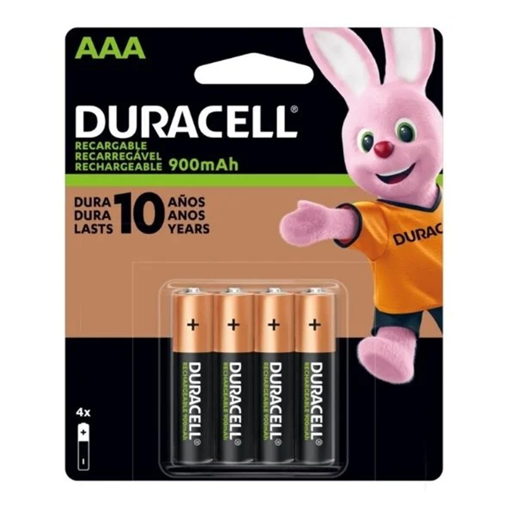 Pilas AAA Recargables DURACELL 900mAh Blister x 4 Unidades Baterias S1847