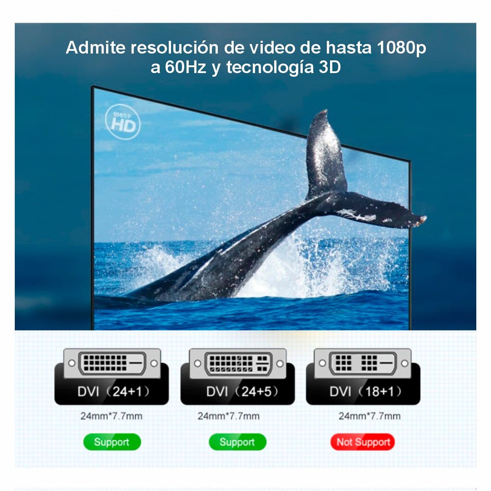 Adaptador Convertidor DVI D 24+1 a VGA Activo NETCOM Cable PVC S1852