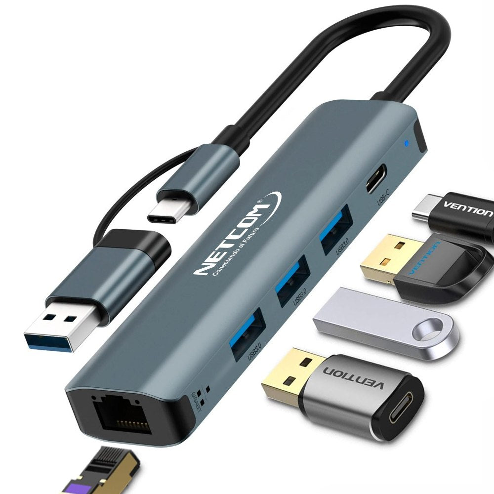 Hub USB C 5 en 2 3 usb 3.0 Puerto Gigabit RJ45 1000Mbps Tipo C S1853