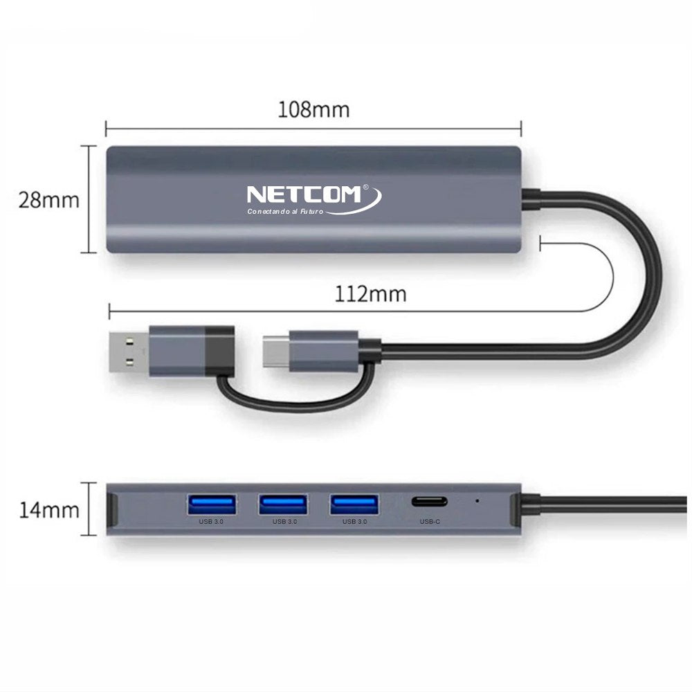 Hub USB C 5 en 2 3 usb 3.0 Puerto Gigabit RJ45 1000Mbps Tipo C S1853