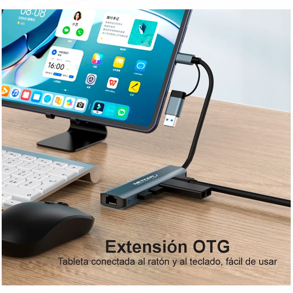 Hub USB C 5 en 2 3 usb 3.0 Puerto Gigabit RJ45 1000Mbps Tipo C S1853