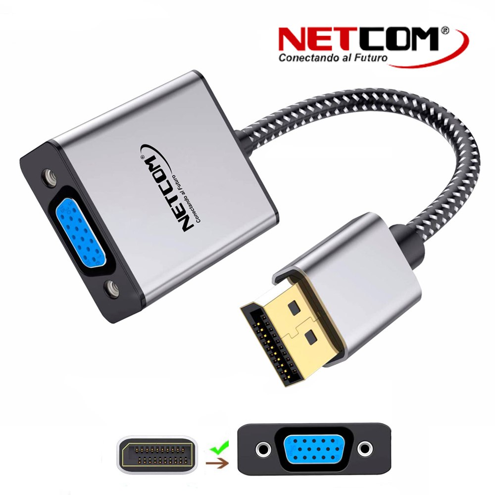 Adaptador Convertidor DisplayPort a Vga NETCOM Premium Dp a Vga 1080P S1854