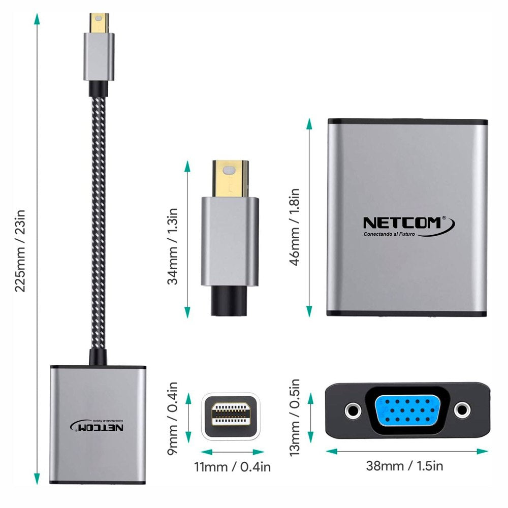 Adaptador Convertidor Mini DisplayPort a Vga NETCOM Premium Dp a Vga S1855