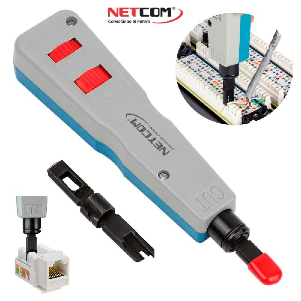 Ponchador de Impacto NETCOM Punch Down 110/88 y 110/66 cat5 cat6 Krone S1871