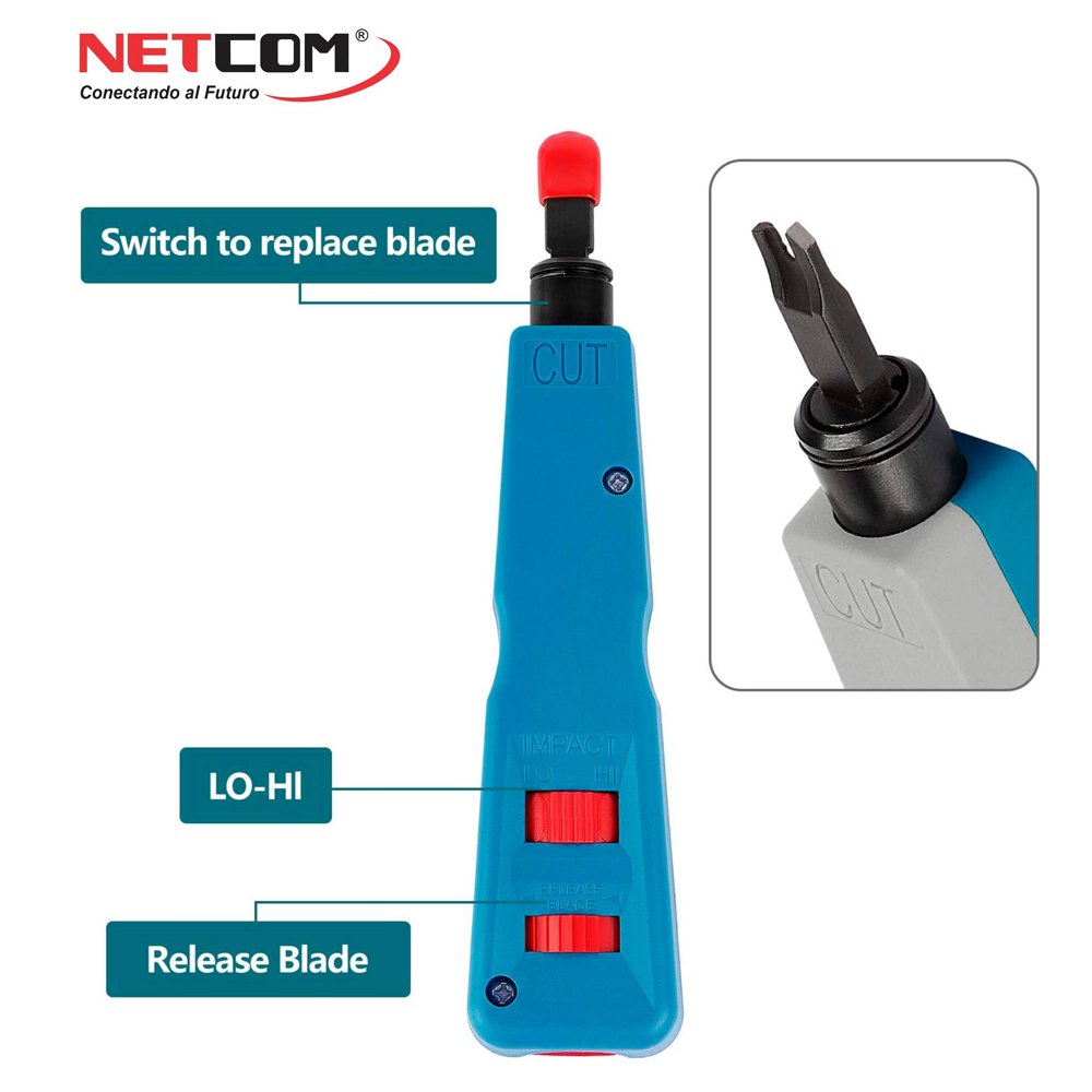 Ponchador de Impacto NETCOM Punch Down 110/88 y 110/66 cat5 cat6 Krone S1871