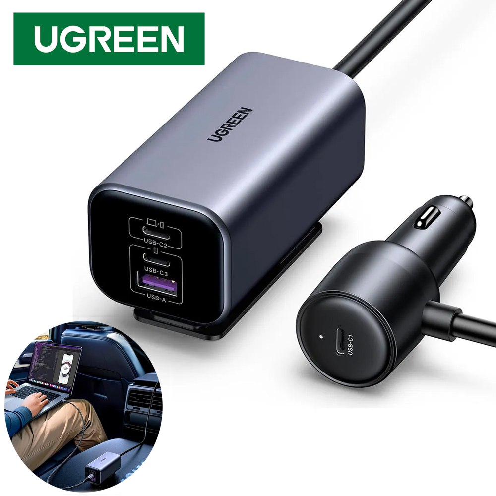Cargador para Auto 150w Ugreen 4 En 1 4 Puertos Gan Carga Rápida S1872