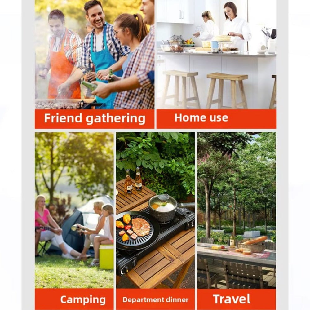 Cocina a Gas Portatil 2 Hornillas 2 en 1 con Parrilla más Gas  S1875