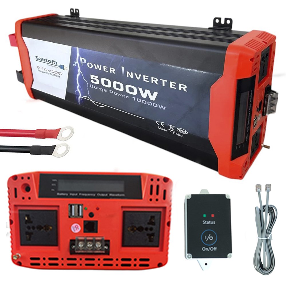 Inversor de Corriente 12v a 220v 5000w 2 usb 2 sockets Onda Pura S1880