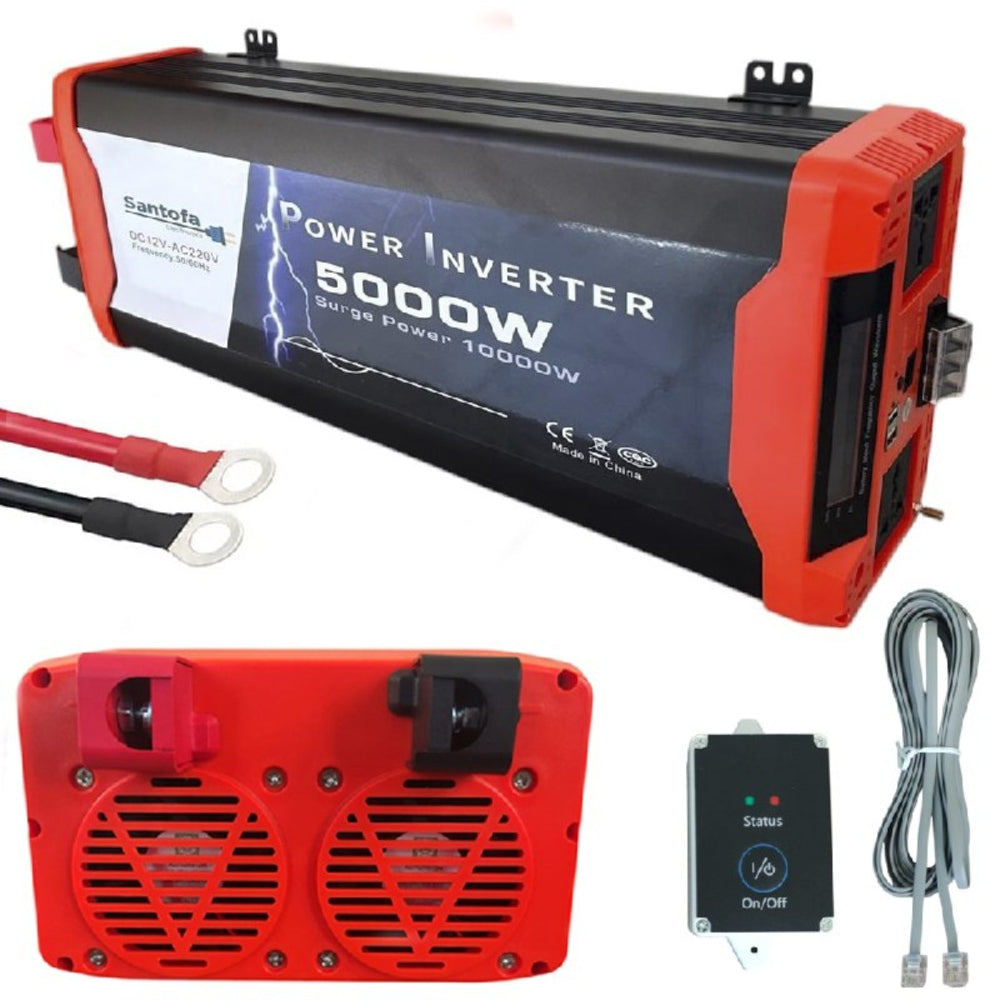 Inversor de Corriente 12v a 220v 5000w 2 usb 2 sockets Onda Pura S1880