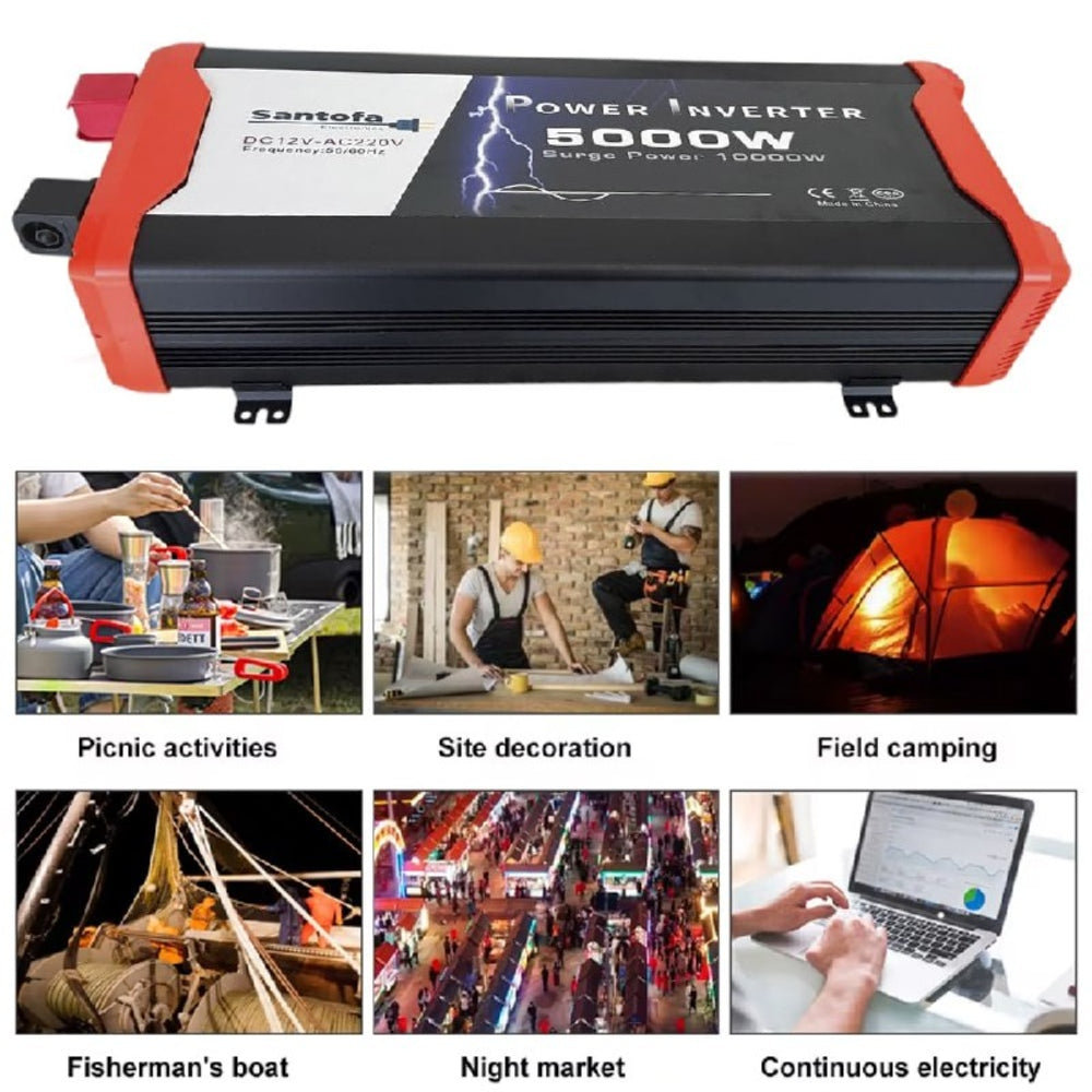 Inversor de Corriente 12v a 220v 5000w 2 usb 2 sockets Onda Pura S1880