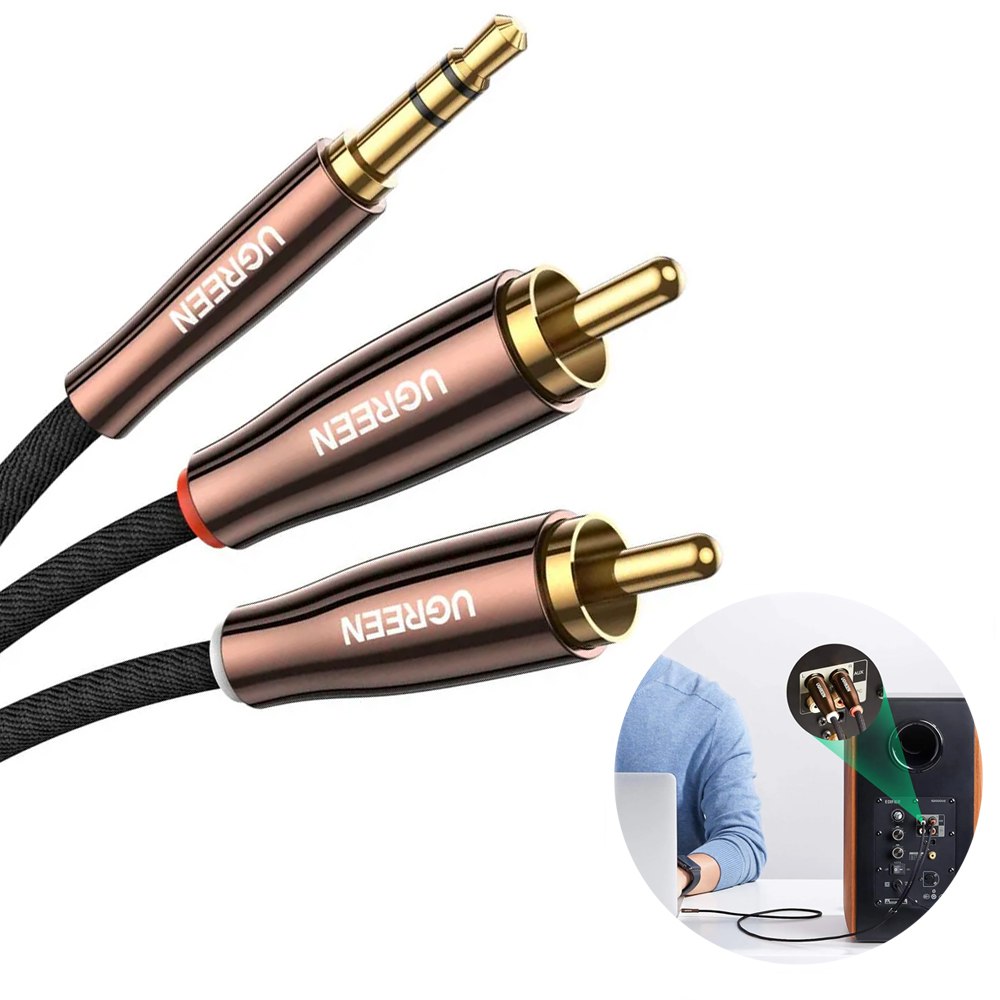 Cable de Audio Plug 3.5mm A 2 Rca Macho 2 Metros Ugreen S1883