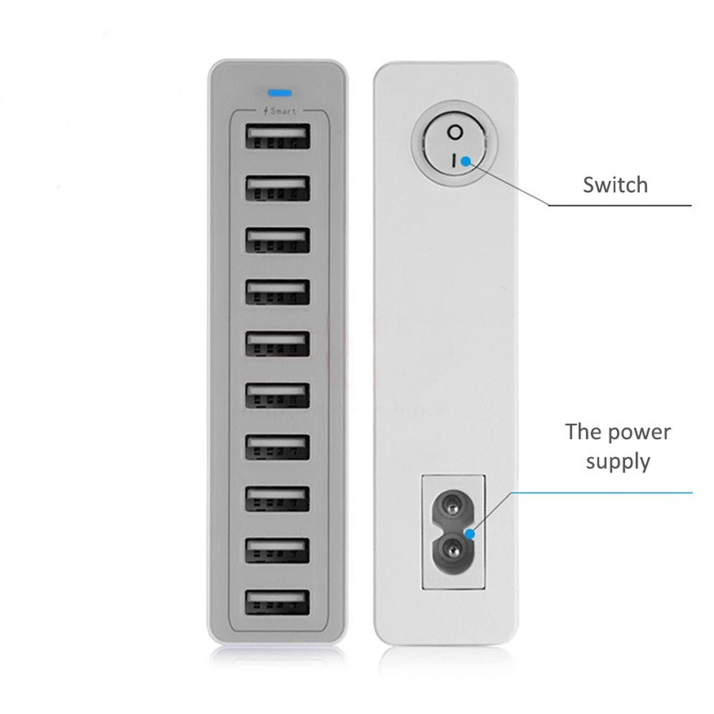 Cargador 10 Puertos Usb 60w Carga Rápida Xbx09l Usb 2.4A S1884