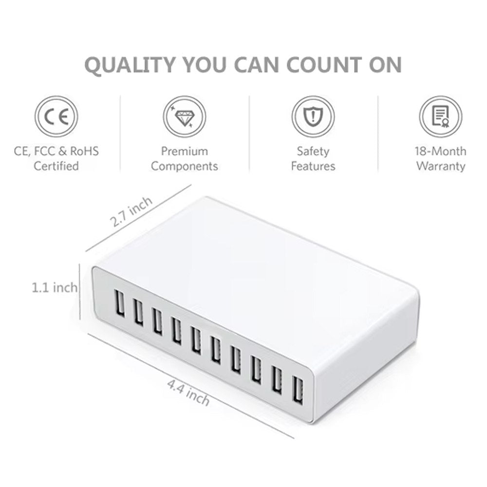 Cargador 10 Puertos Usb 60w Carga Rápida Xbx09l Usb 2.4A S1884
