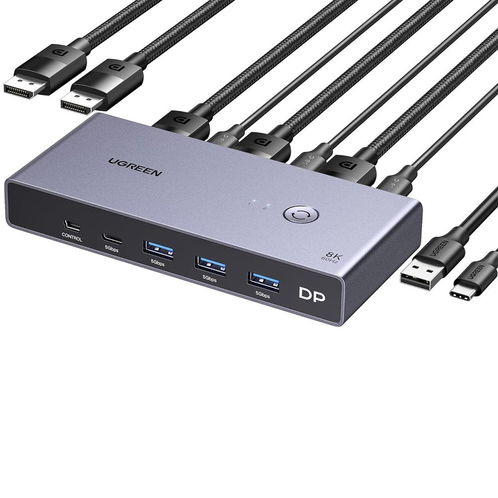 Conmutador Kvm Displayport 1.4 8k@60hz Usb 3.0 Tipo C Ugreen S1887