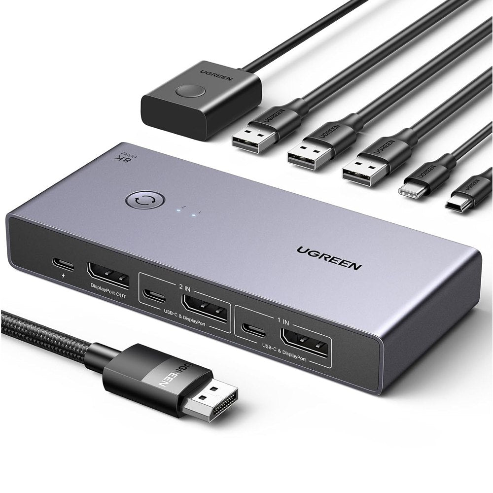 Conmutador Kvm Displayport 1.4 8k@60hz Usb 3.0 Tipo C Ugreen S1887