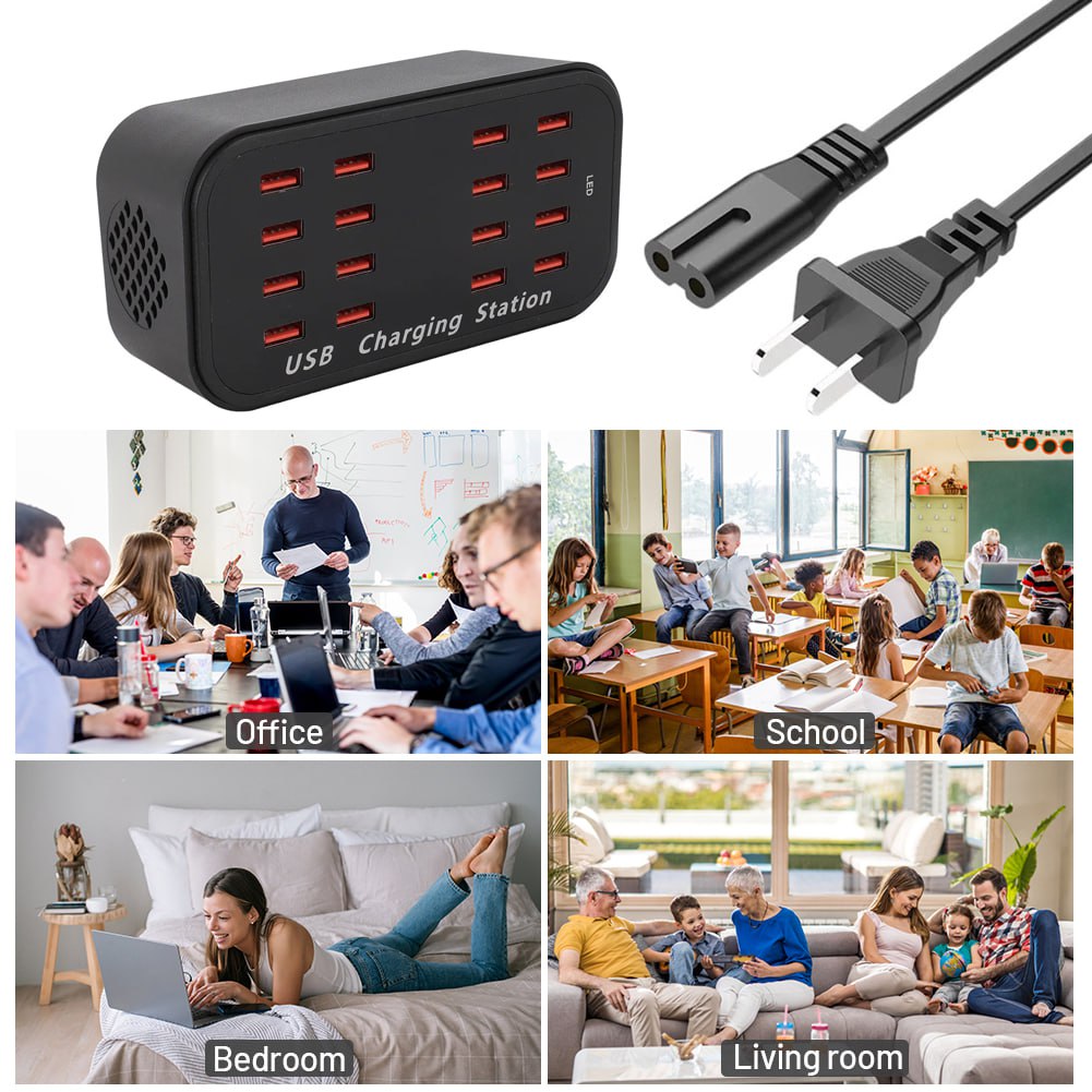 Cargador 16 Puertos Usb 100w Carga Rápida Yc-a16 Usb 20A S1890