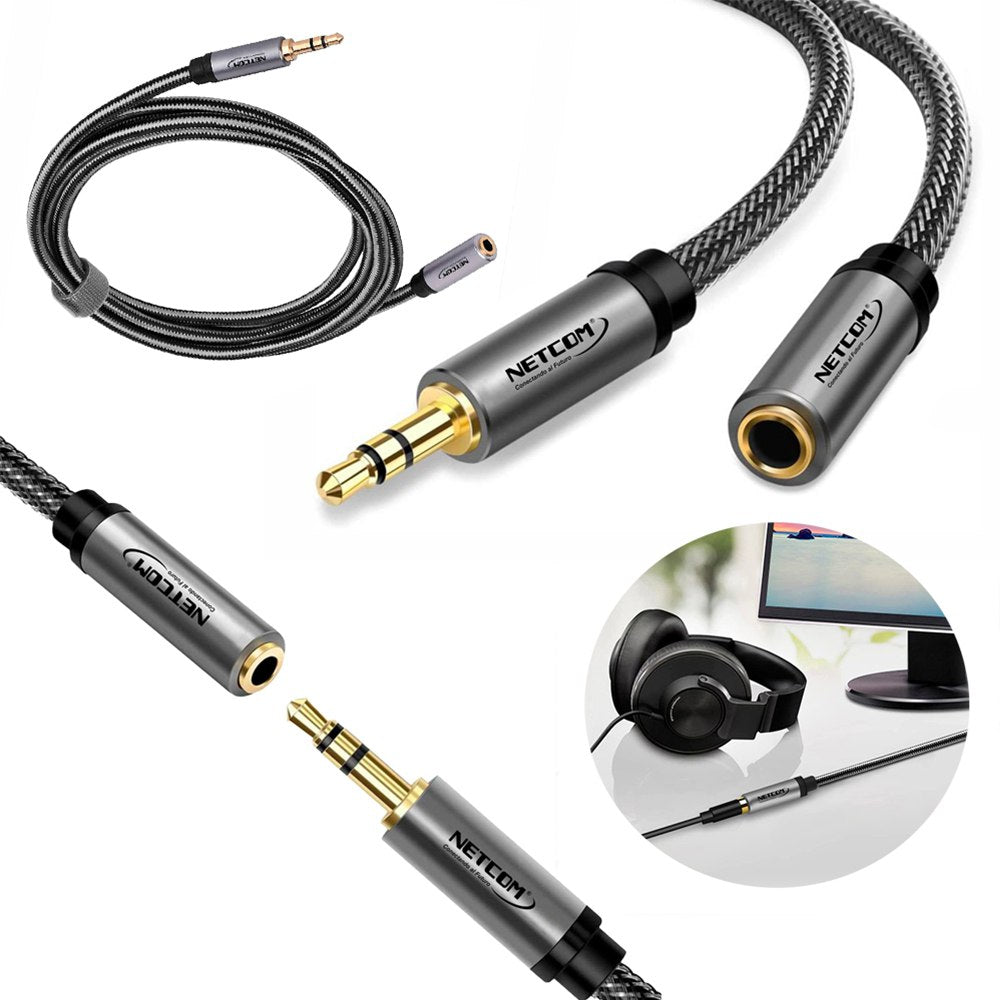 Cable Extensión de Audio Plug a Jack 3.5mm Trs Netcom 5 Mts S1900