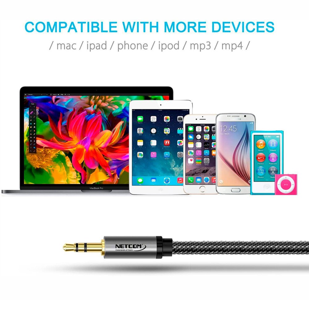 Cable Extensión de Audio Plug a Jack 3.5mm Trs Netcom 5 Mts S1900